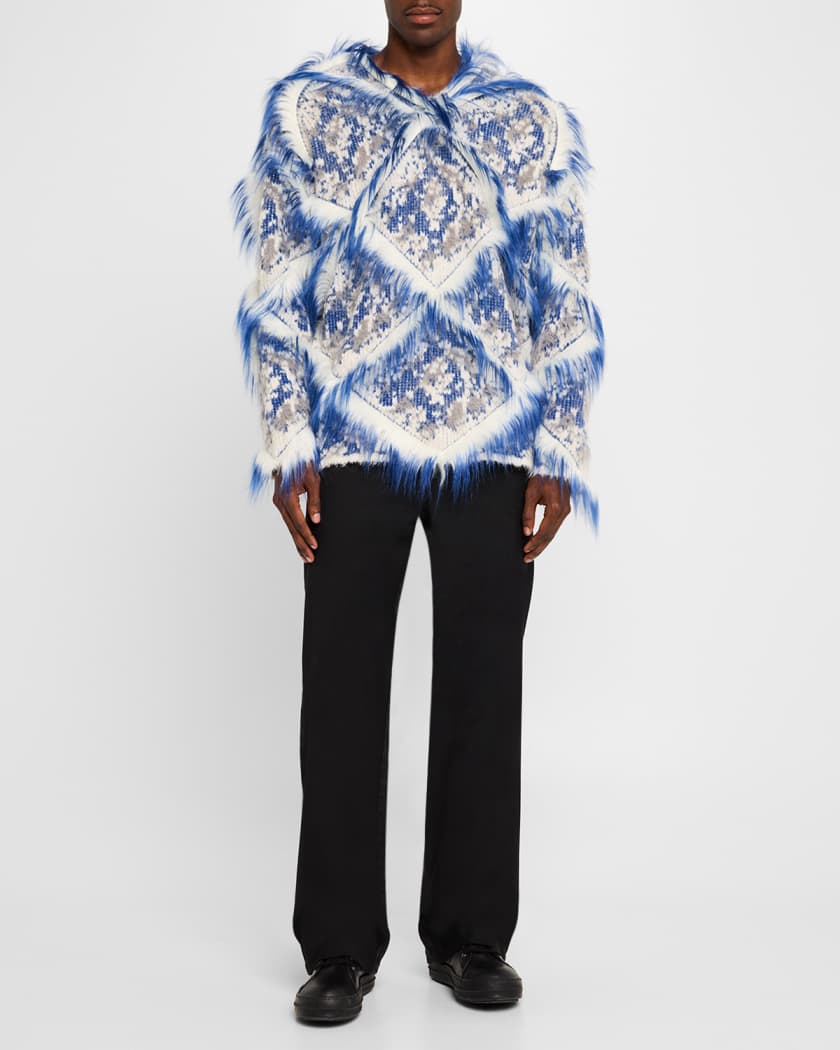 Men's Fuzzy Argyle Sweater