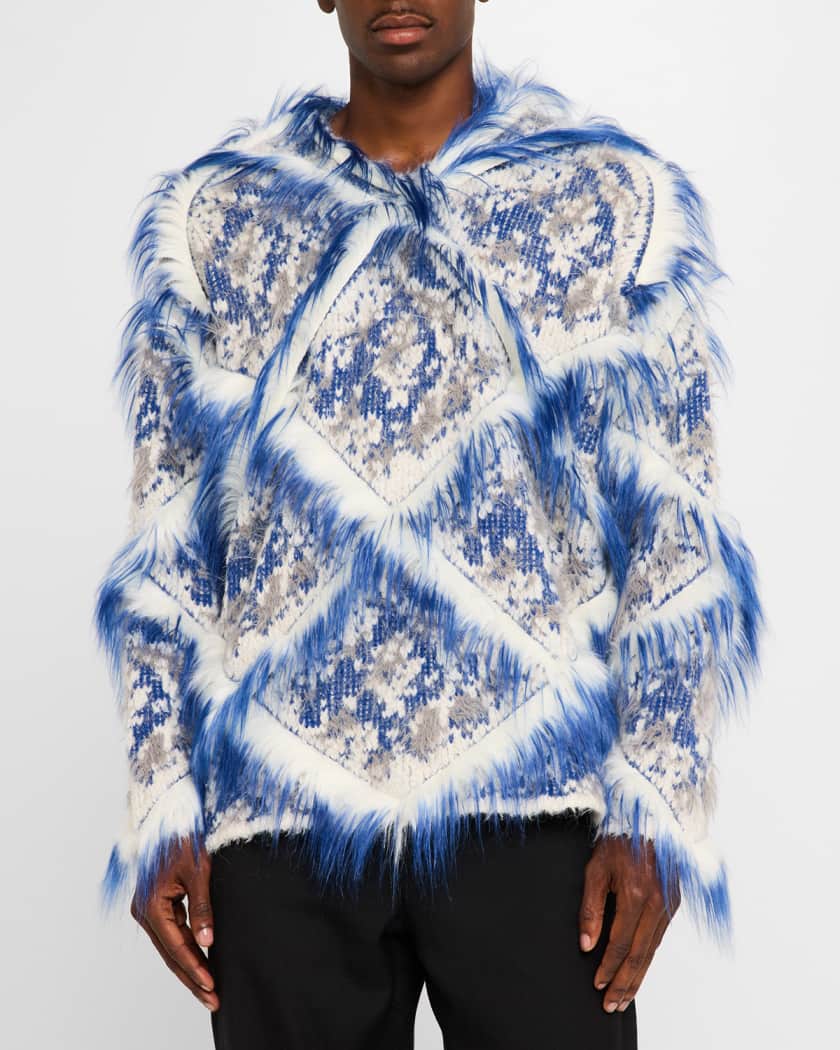 Men's Fuzzy Argyle Sweater