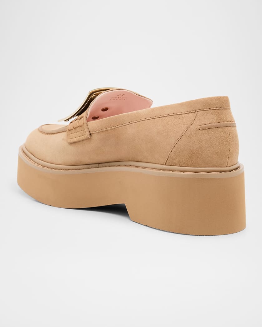 Viv Rangers Suede Metal-Buckle Loafers