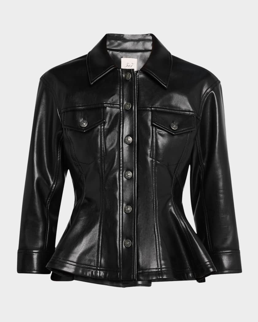 Cinq a Sept Gina Vegan Leather Peplum Jacket Neiman Marcus