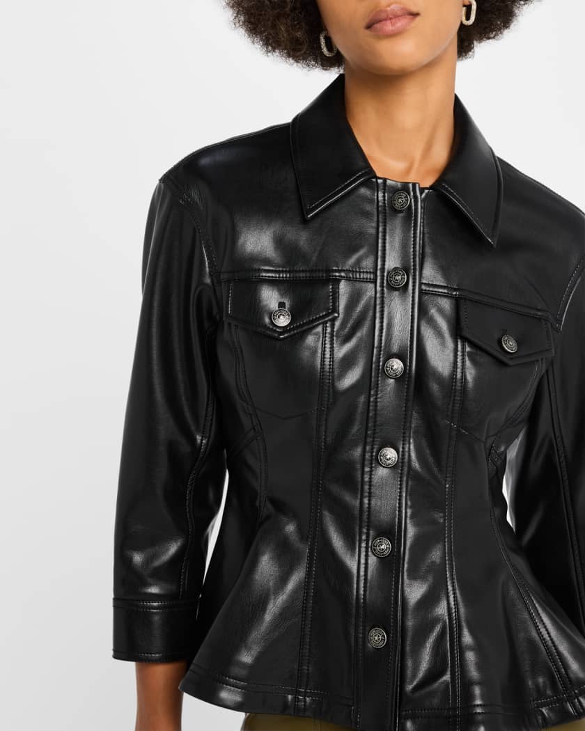 Cinq a Sept Gina Vegan Leather Peplum Jacket Neiman Marcus
