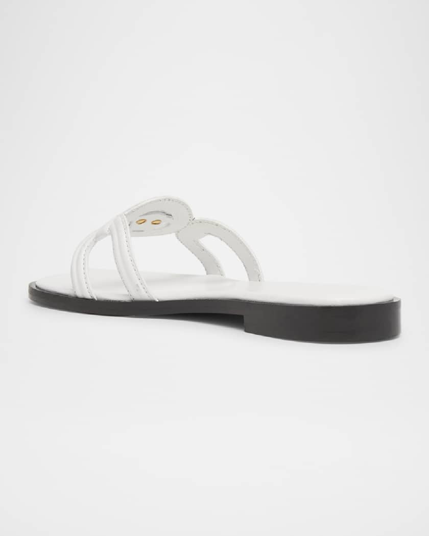 Medusa Leather Flat Slide Sandals