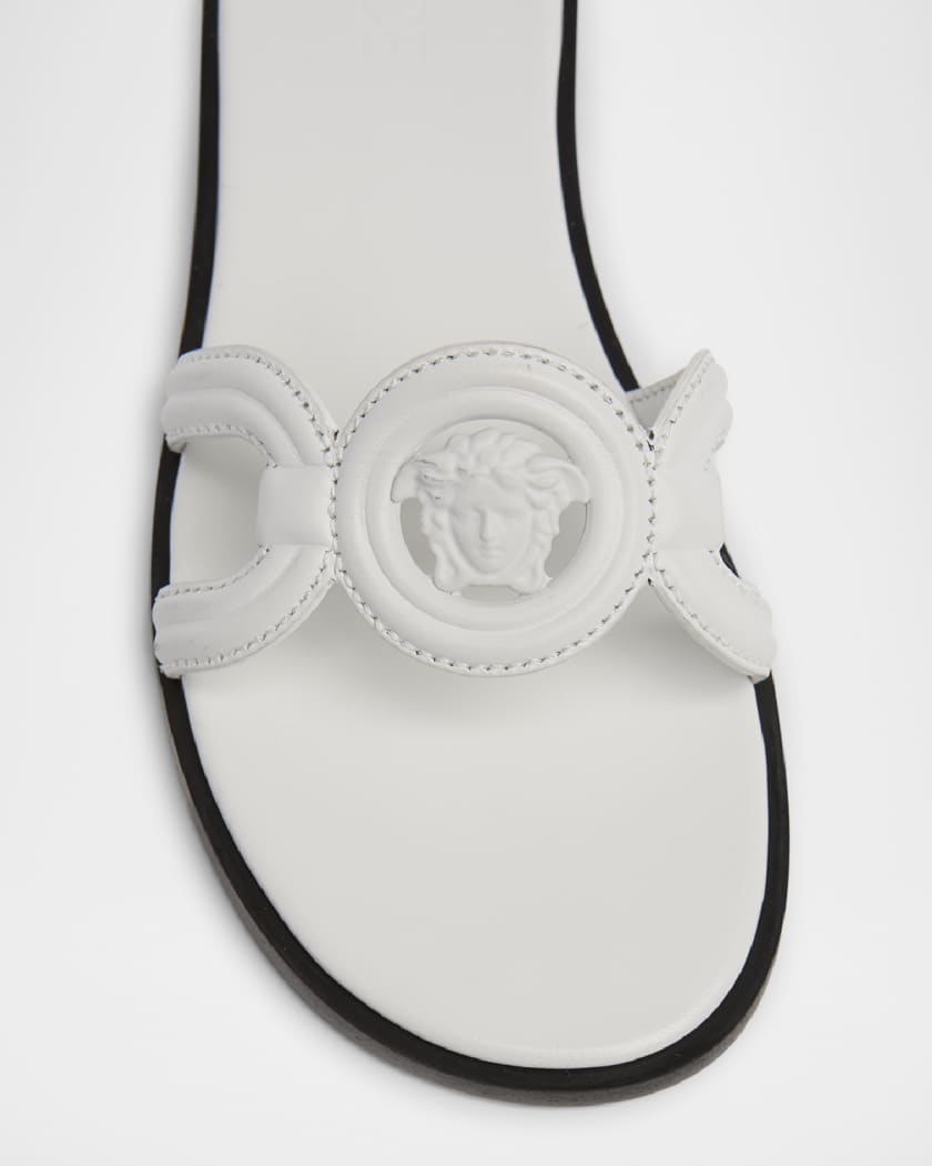 Medusa Leather Flat Slide Sandals