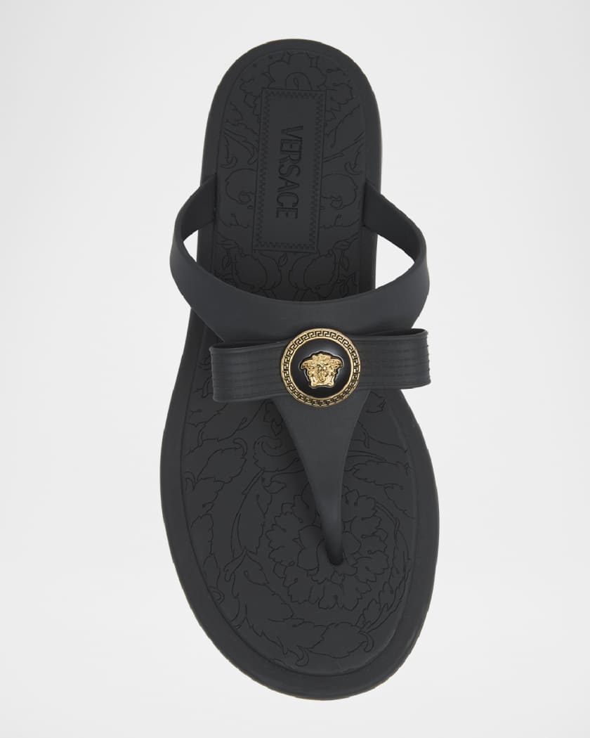 Gianni Medusa Rubber Ribbon Thong Sandals