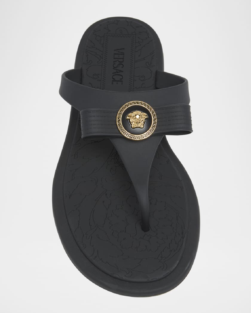 Gianni Medusa Rubber Ribbon Thong Sandals