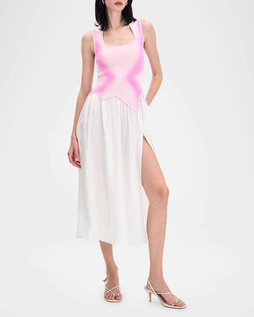 Nagini Mixed-Media Midi Dress