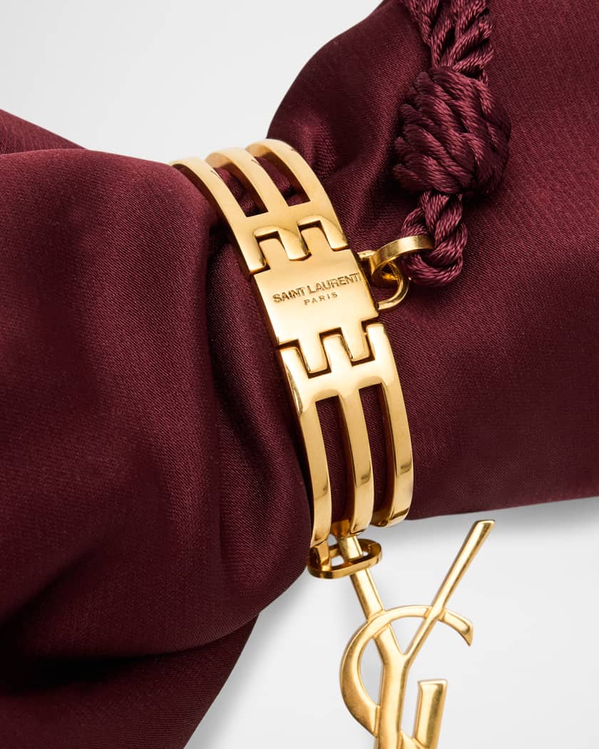 YSL Evening Pouch in Satin with Cord Strap 