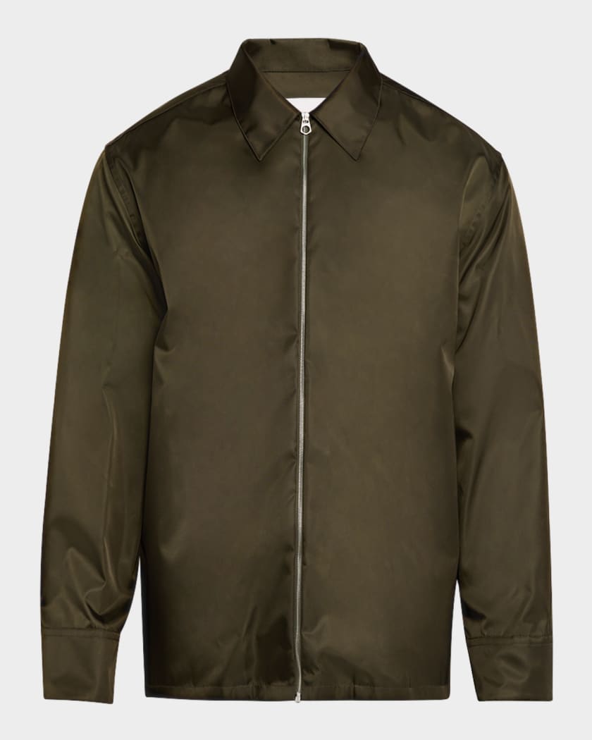 Jil Sander Men's Boxy Nylon Zip Jacket | Neiman Marcus