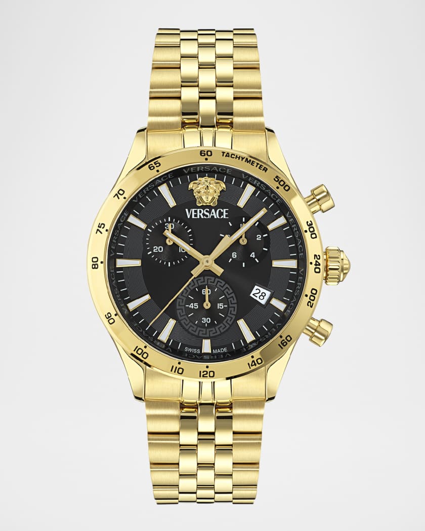 Versace Men s Hellenyium Chrono Petite IP Yellow Gold Bracelet Watch 40mm Neiman Marcus
