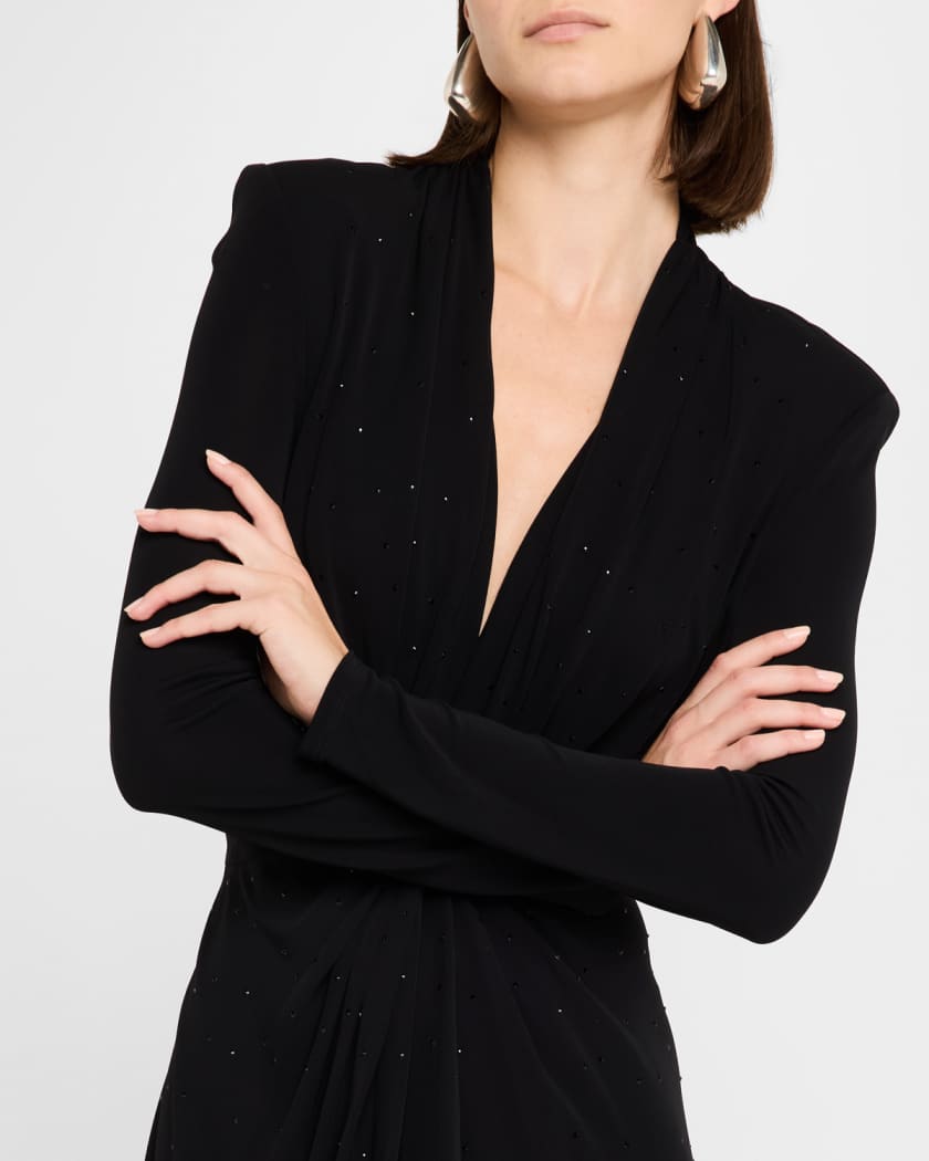 Twist-Front Rhinestone Gown