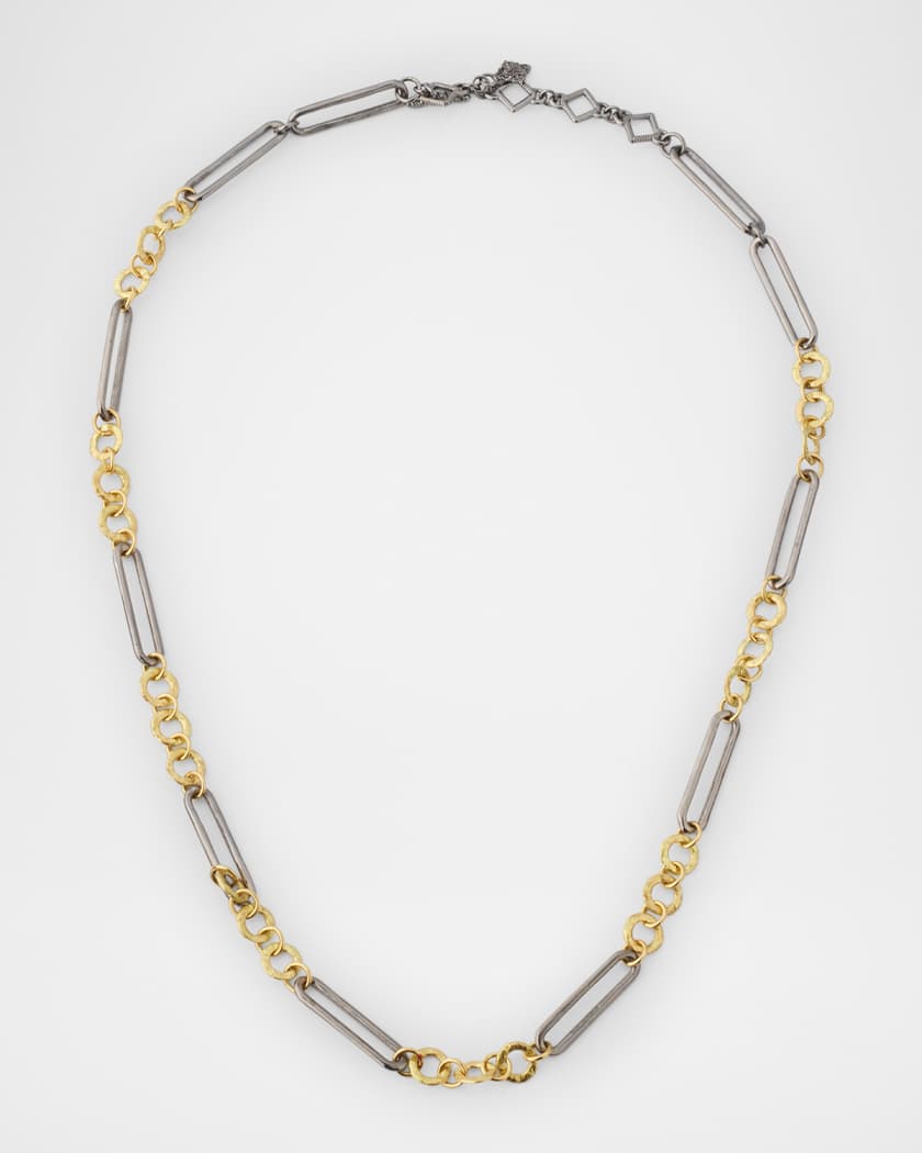 Armenta Silver and 18K Yellow Gold Paperclip Link Necklace Two Tone Women s 20in Necklaces Chain Link Necklaces