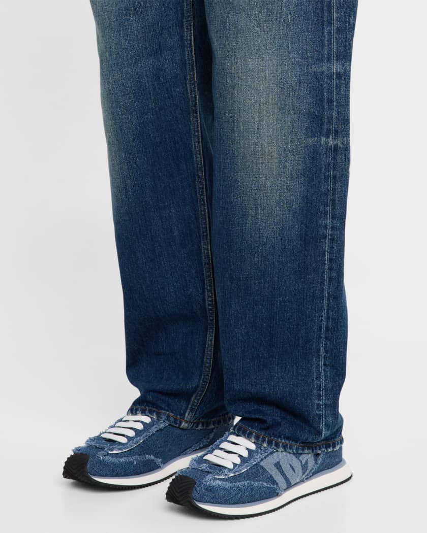 Men's Frayed Denim DG Low-Top Sneakers