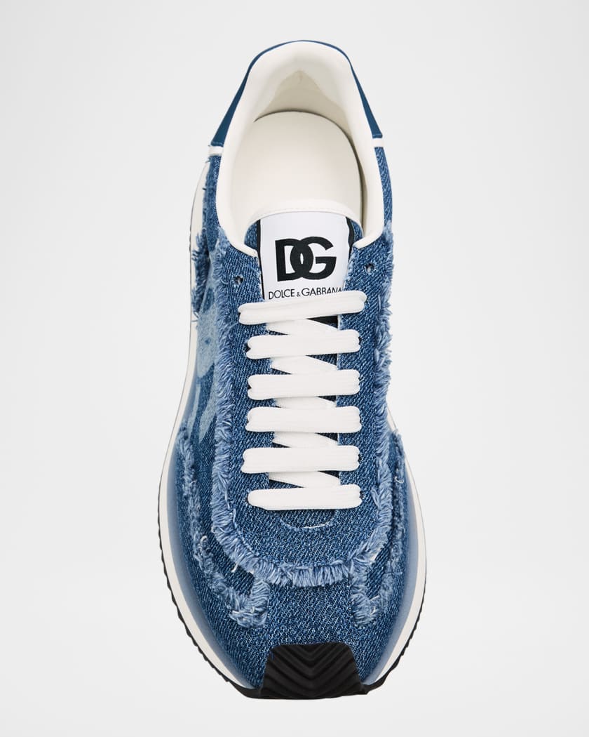 Men's Frayed Denim DG Low-Top Sneakers