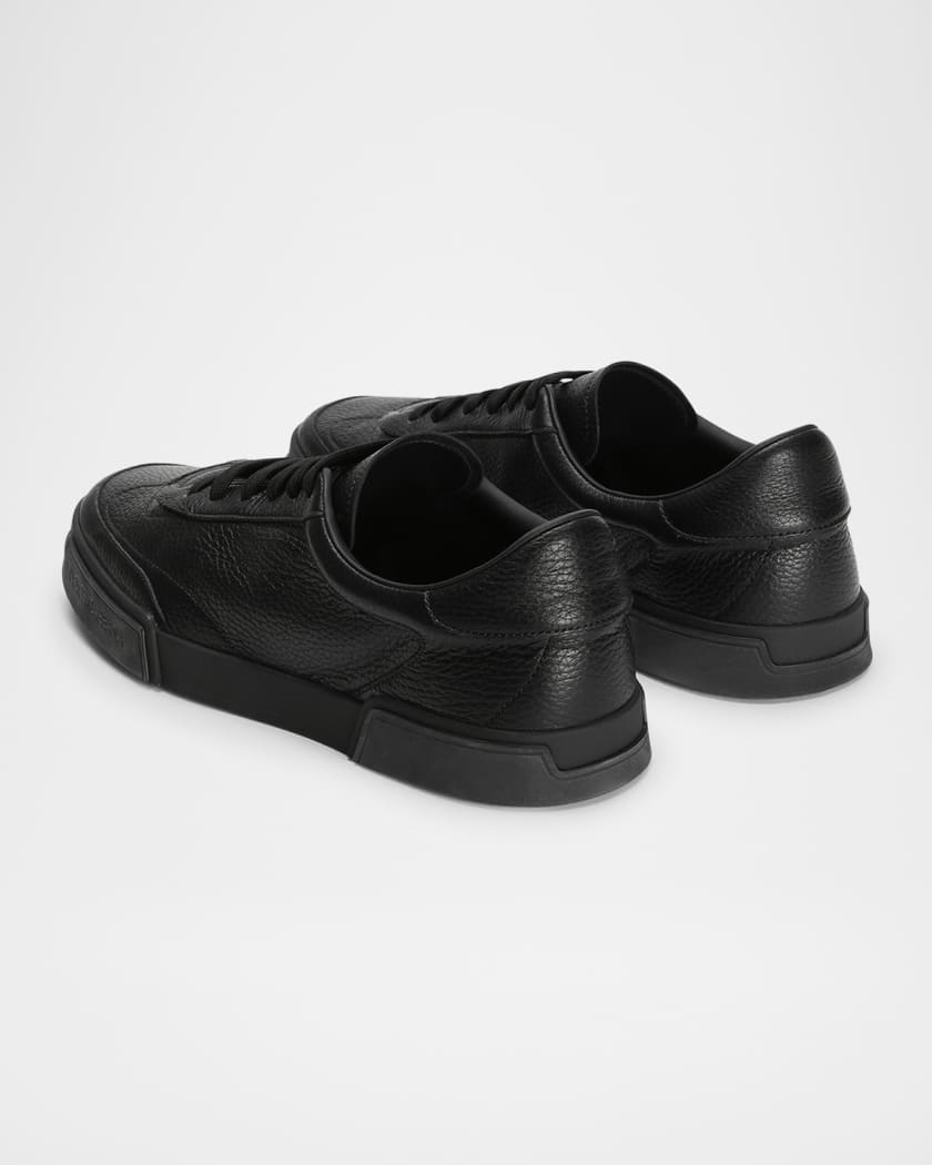 Men's Grained Leather Low-Top Sneakers