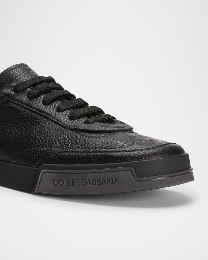 Men's Grained Leather Low-Top Sneakers