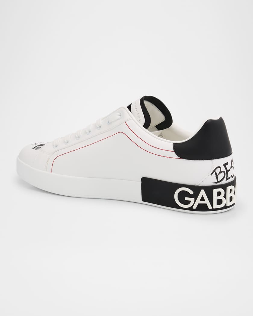 Men's Portofino Printed Leather Sneakers with Patch