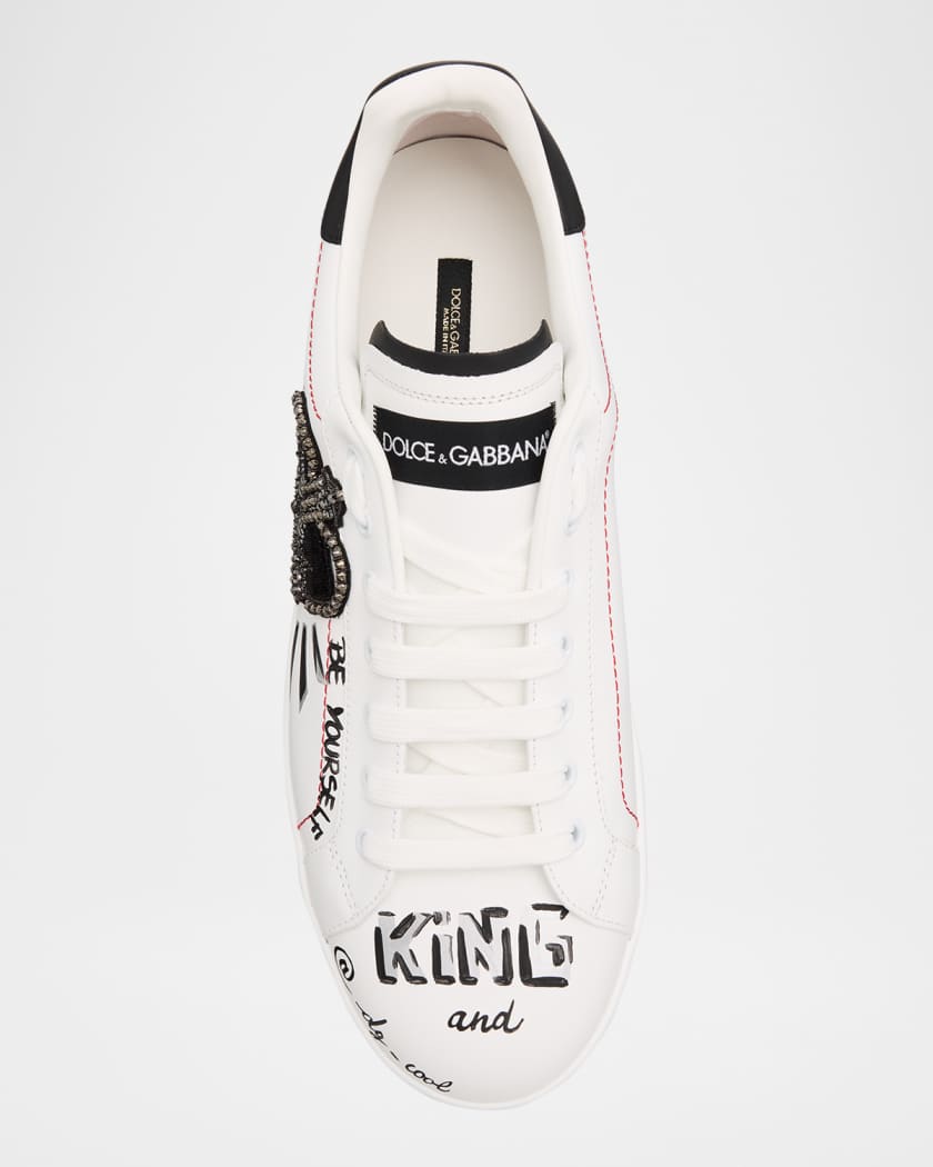 Men's Portofino Printed Leather Sneakers with Patch