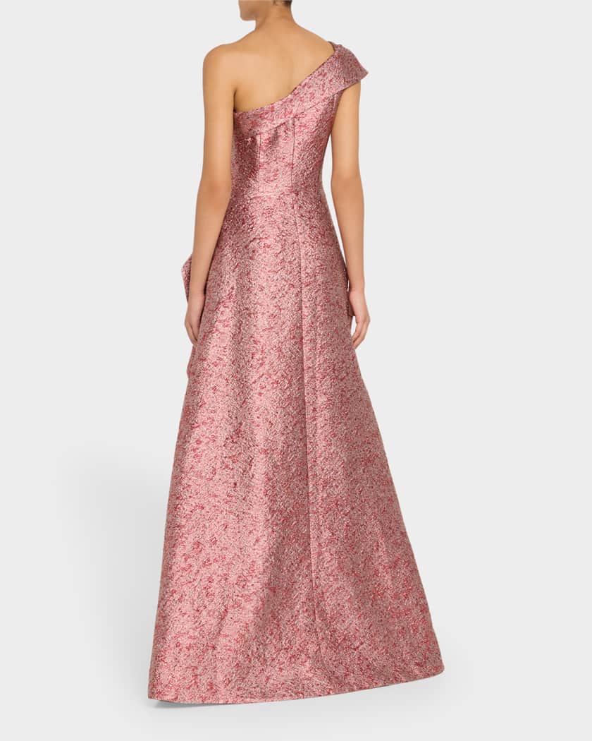 One-Shoulder Metallic Jacquard Gown