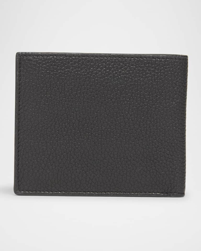 Men's T Line Grained Leather Bifold Wallet
