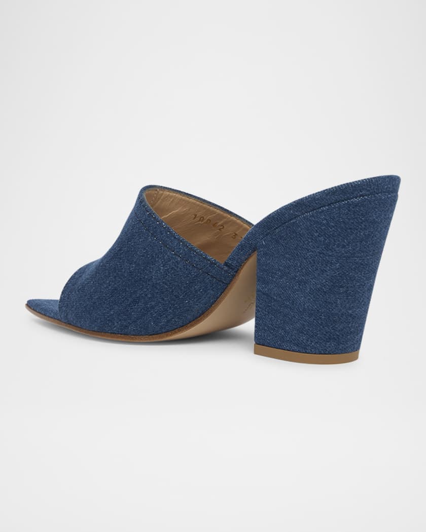 Denim Block-Heel Mule Sandals