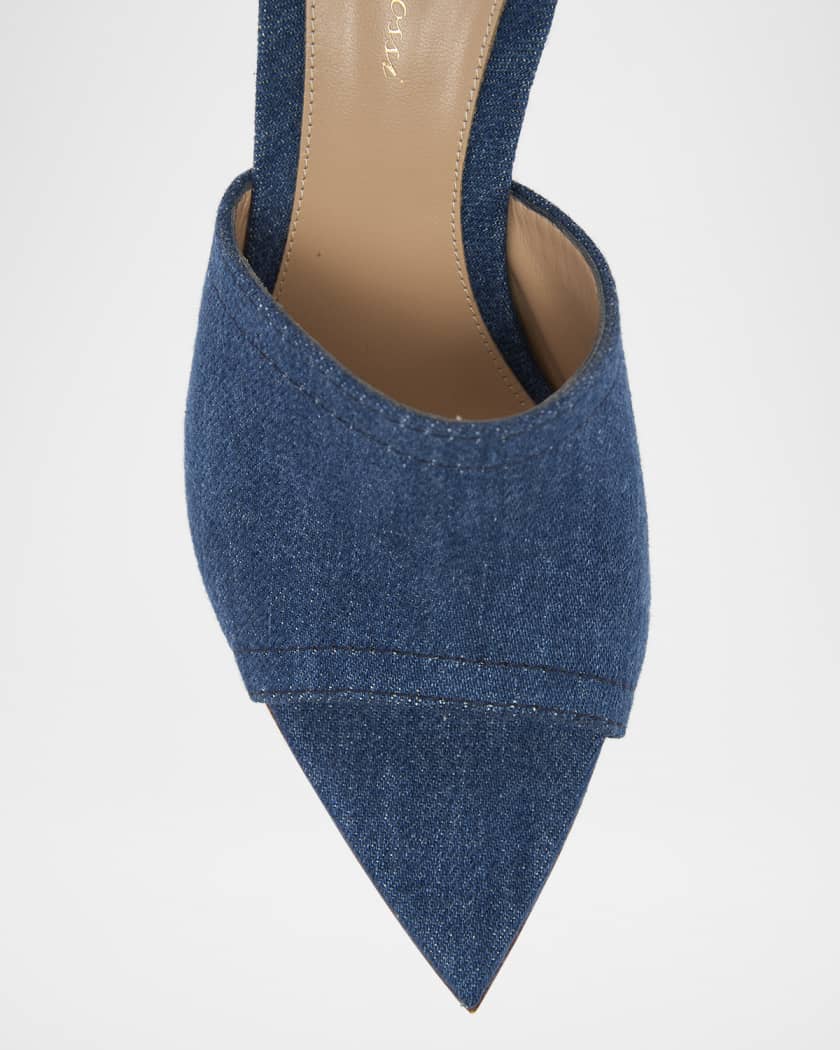Denim Block-Heel Mule Sandals