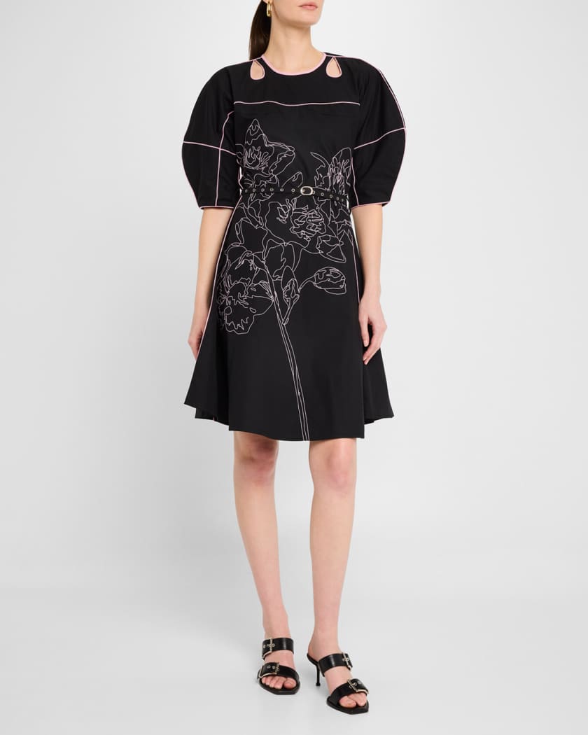Sahara Cutout Floral-Embroidered Dress