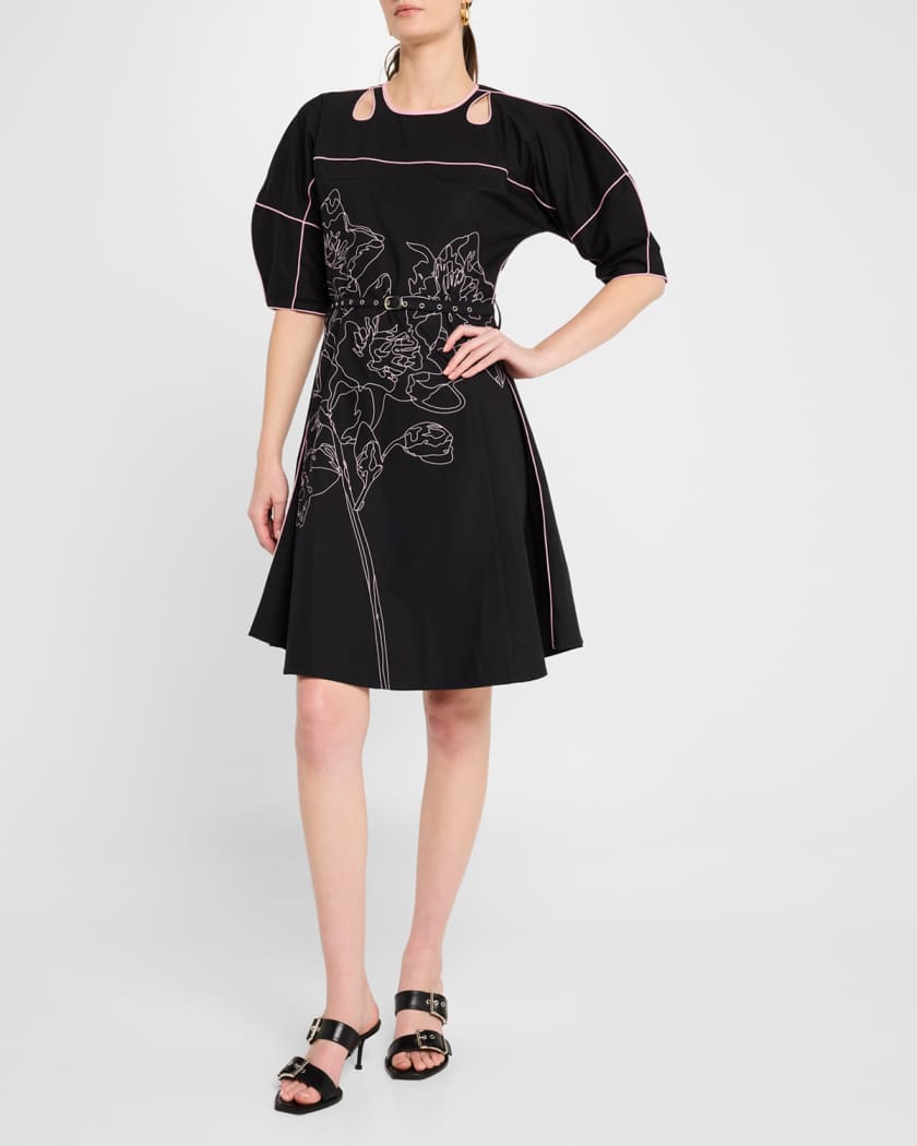 Sahara Cutout Floral-Embroidered Dress