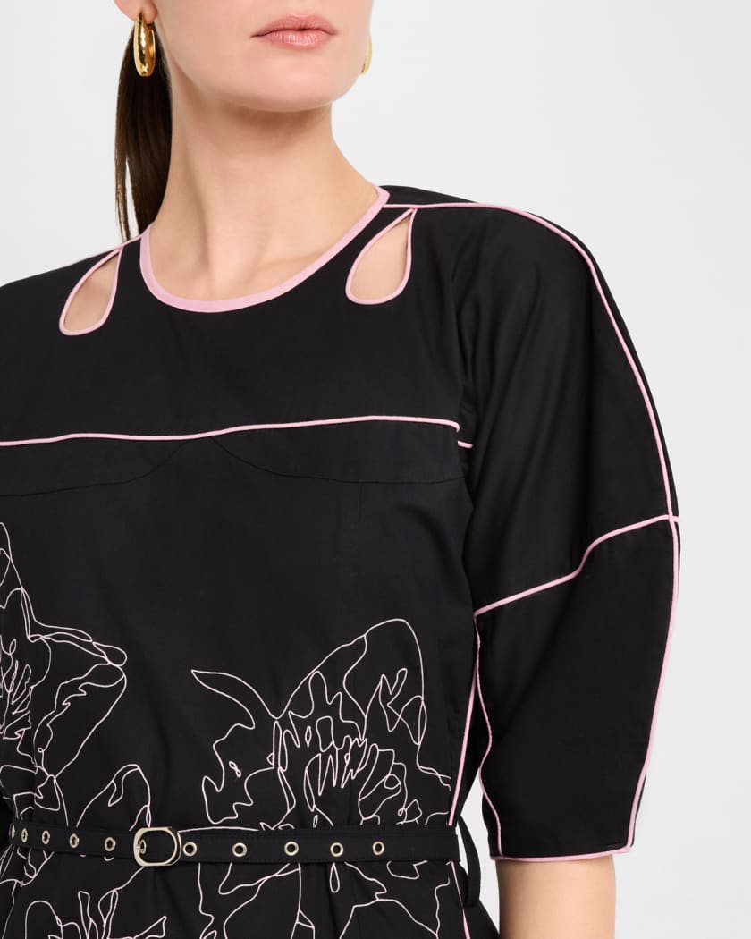 Sahara Cutout Floral-Embroidered Dress
