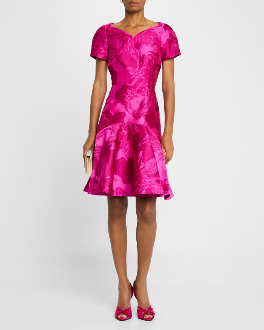 Floral Mikado Flounce Dress