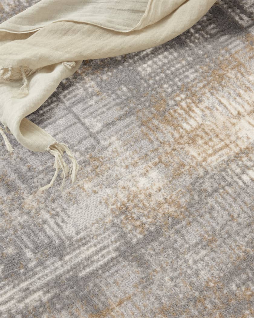 Rush Blue/Beige Power-Loomed Rug