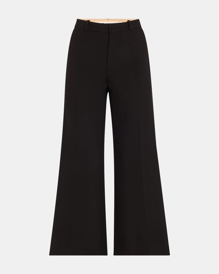 Chloe Wool Crepe Flare Ankle Trousers Neiman Marcus