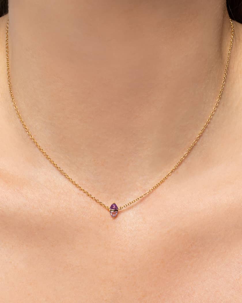 Tilly 18K Yellow Gold Two-Tone Pink Sapphire Necklace, 16"