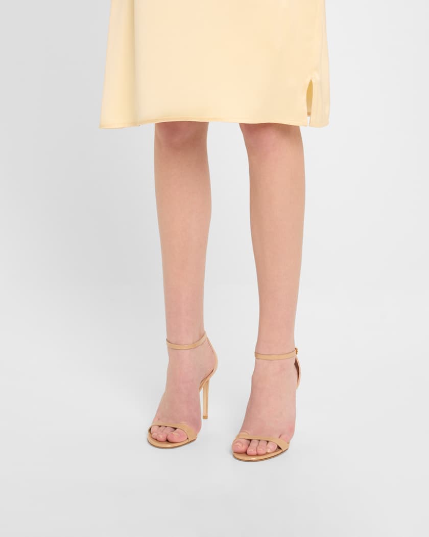 Stuart Weitzman Nudist II Patent Ankle-Strap Sandals