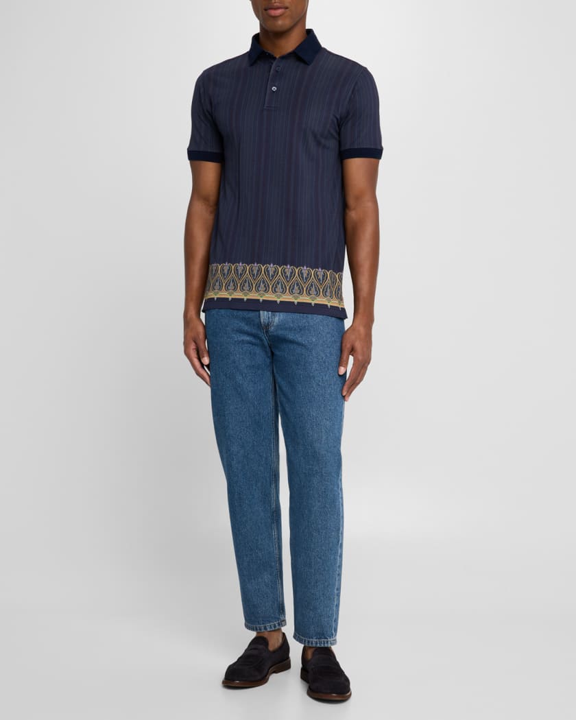 Etro Men's Medallion-Trim Polo Shirt | Neiman Marcus Etro Men's Medallion-Trim Polo Shirt | Neiman Marcus