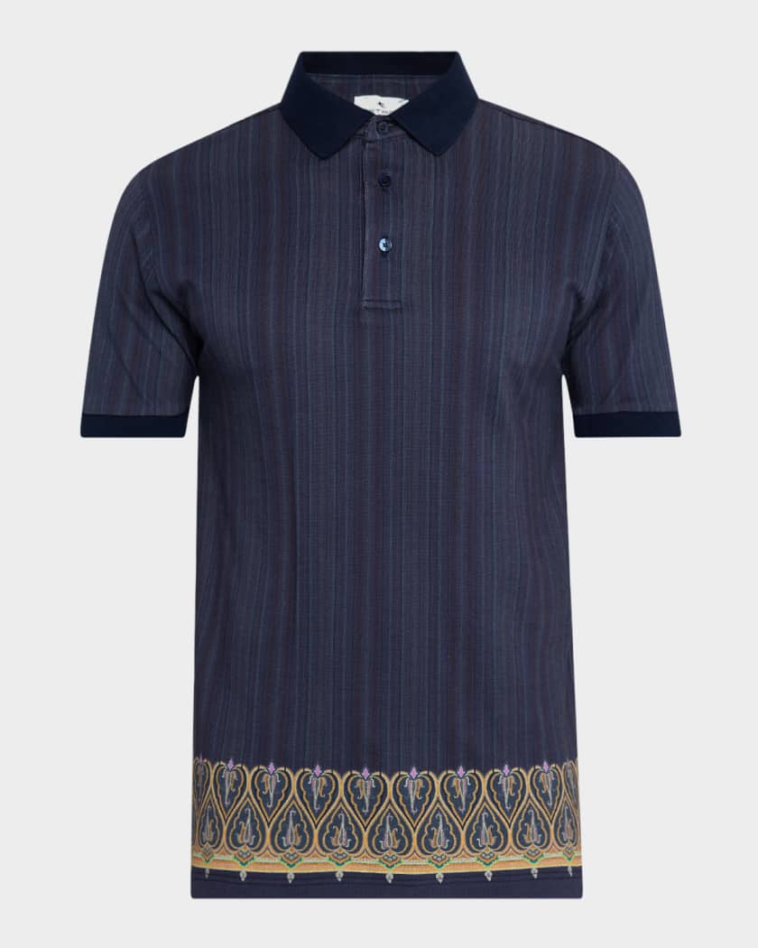 Etro Men's Medallion-Trim Polo Shirt | Neiman Marcus Etro Men's Medallion-Trim Polo Shirt | Neiman Marcus