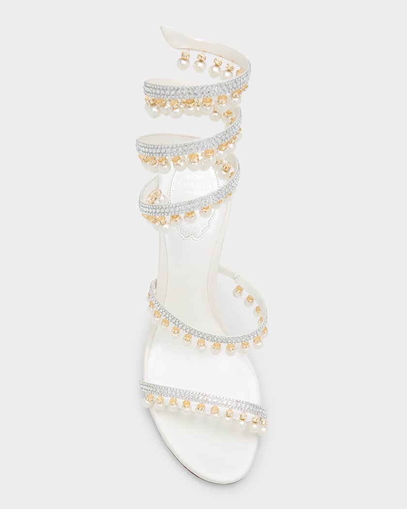 Chandelier Snake-Wrap Cocktail Sandals