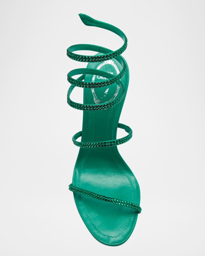 Cleo Satin Crystal Snake Wrap Sandals