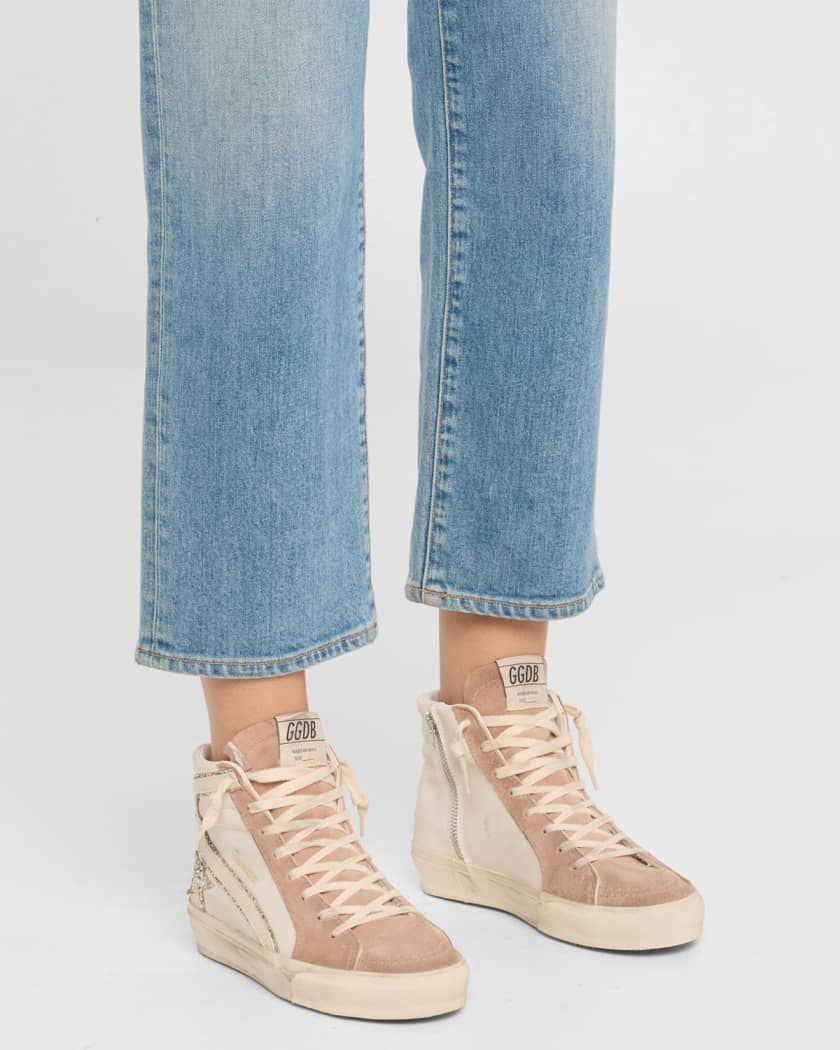 Slide Leather Glitter Mid-Top Sneakers