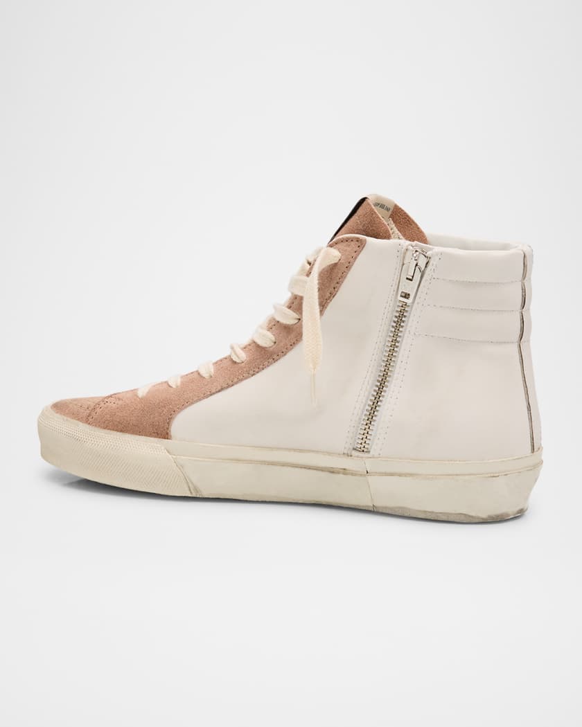 Slide Leather Glitter Mid-Top Sneakers
