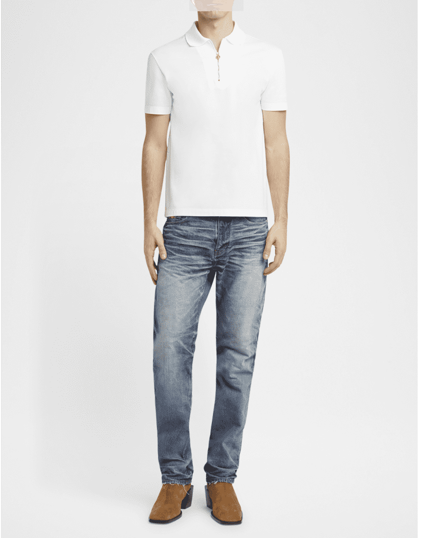 Men's Medusa Zip Pique Polo Shirt