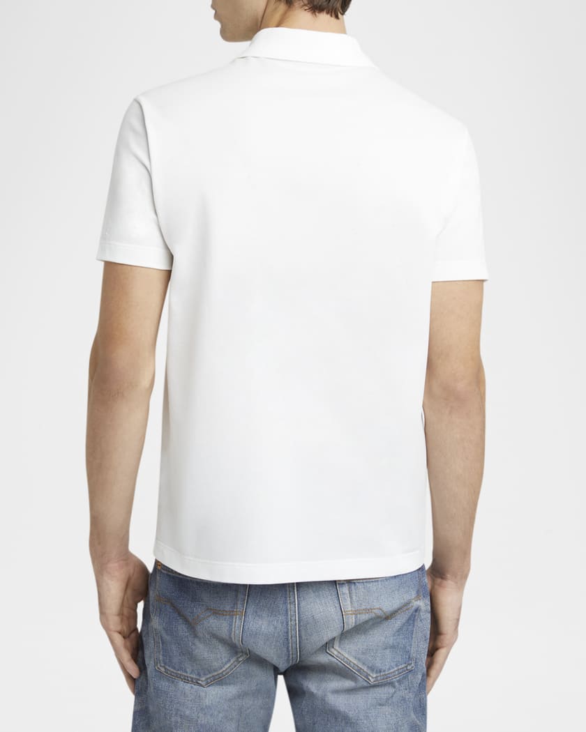 Men's Medusa Zip Pique Polo Shirt