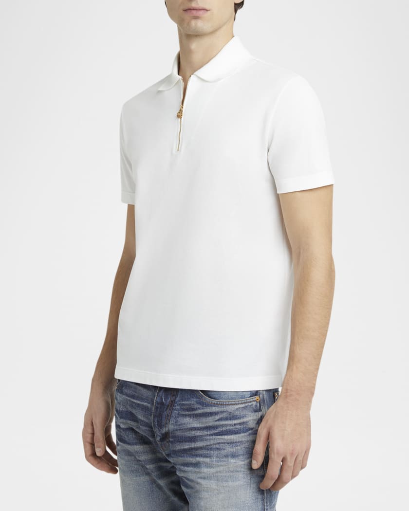 Men's Medusa Zip Pique Polo Shirt
