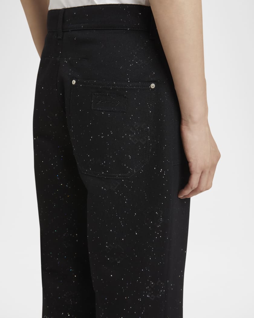 Men's Sequined Monogram Denim Pants