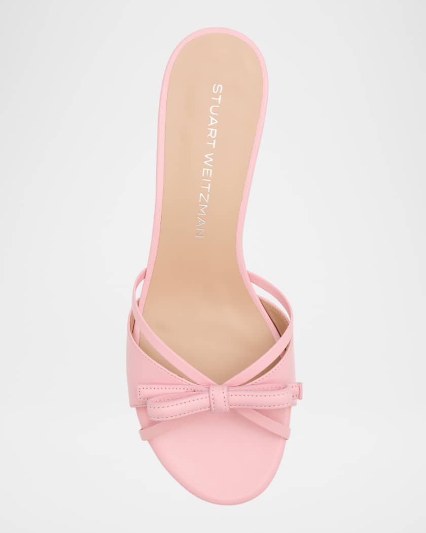 Felicity Leather Bow Kitten-Heel Mules