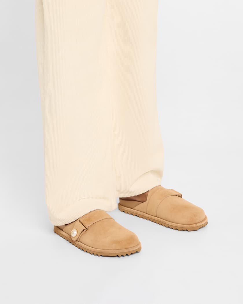 Fayence Suede Pearly Buckle Mules