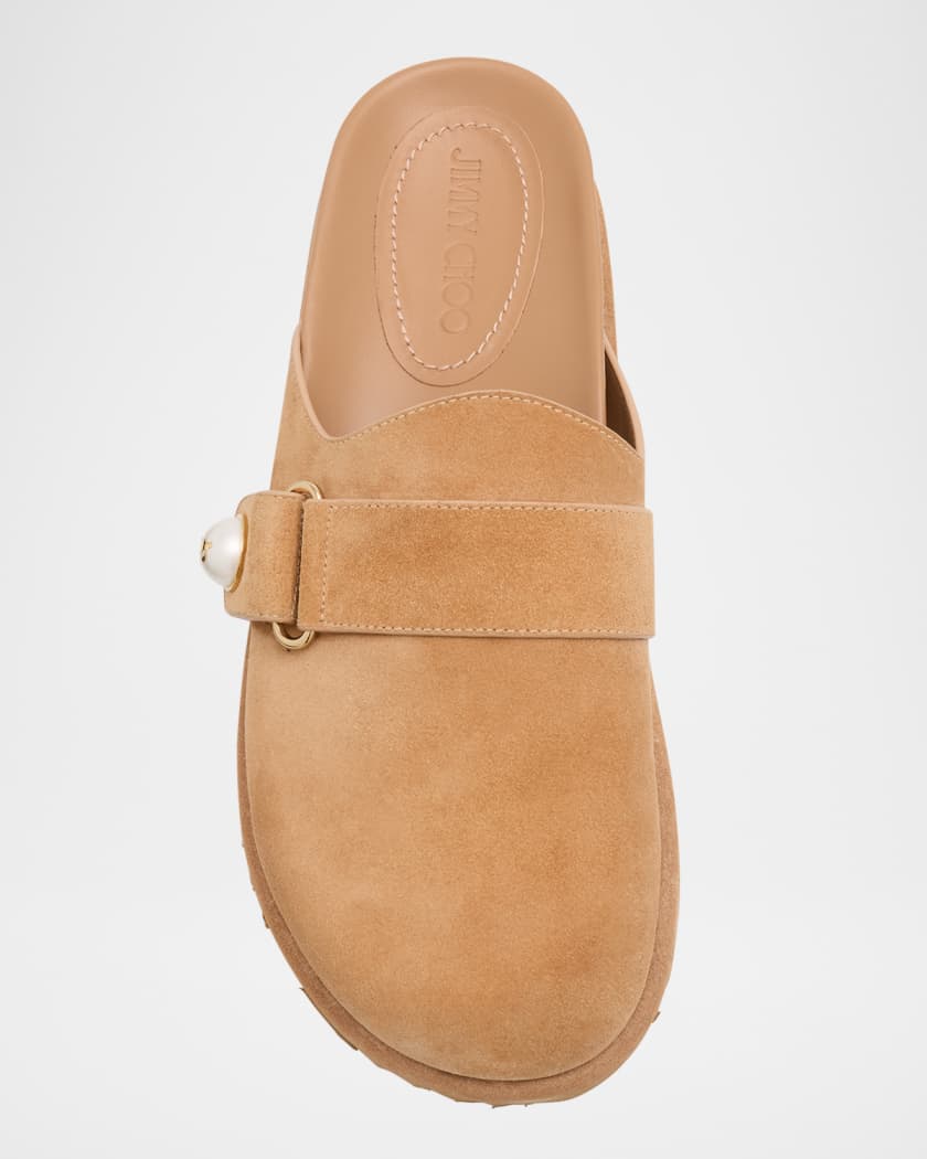 Fayence Suede Pearly Buckle Mules