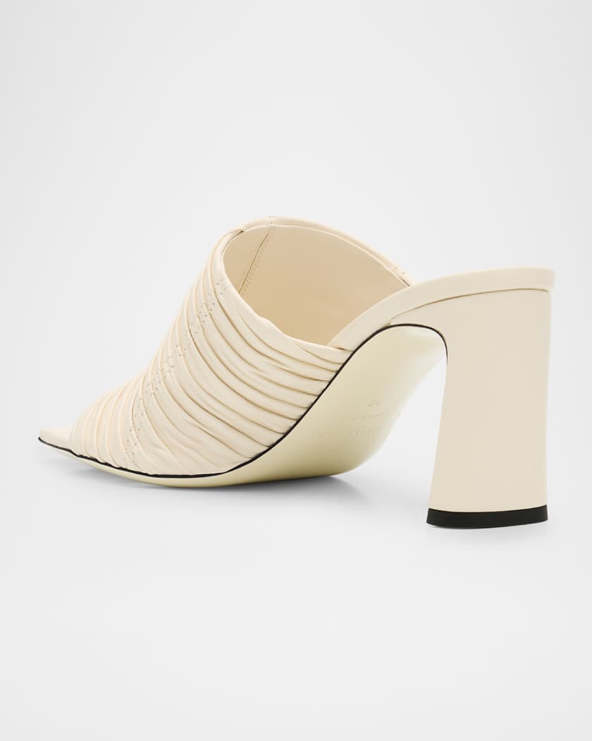 Lua Ruched Leather Stiletto Mules