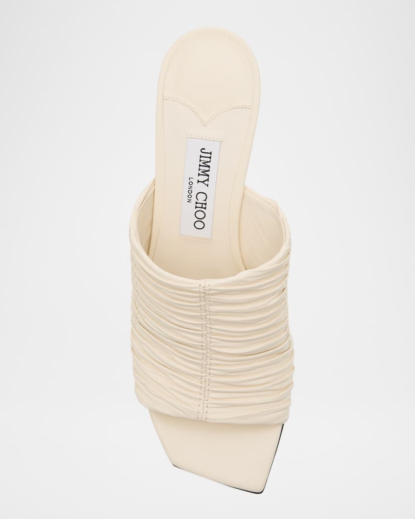 Lua Ruched Leather Stiletto Mules