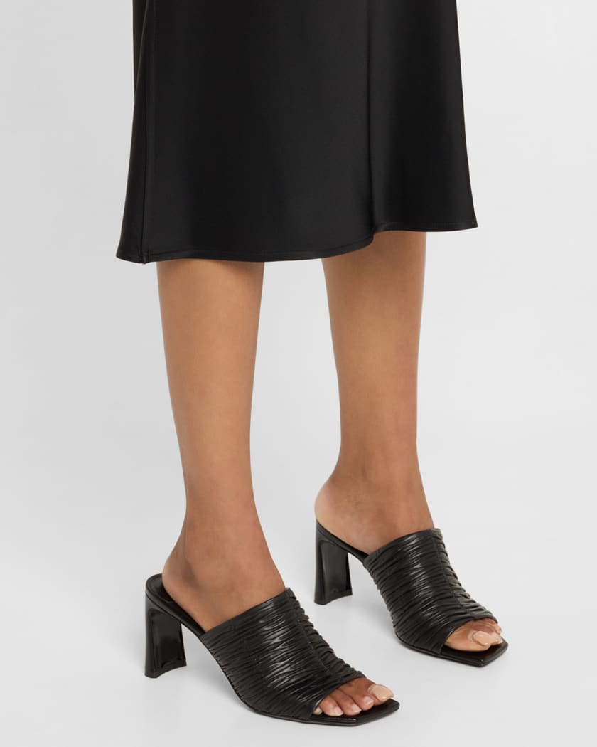 Lua Ruched Leather Mule Sandals