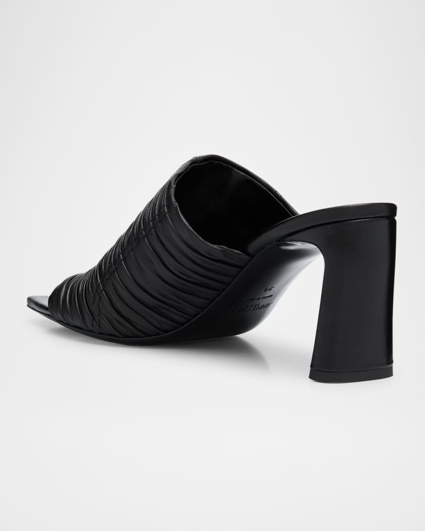 Lua Ruched Leather Mule Sandals